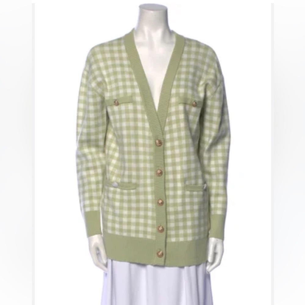 Jolie plaid print v- neck button down cardigan . Size S. New.